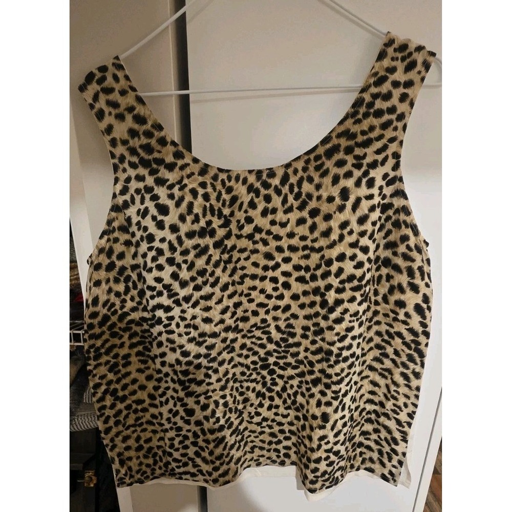 VTG Deadstock Diane Gilman 100% Silk Reversible Leopard Animal TankTop Women SzM